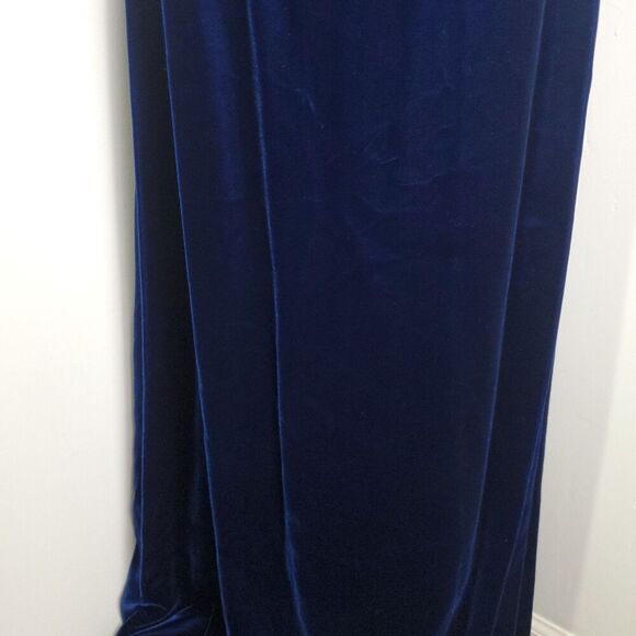 Vintage Blue Velvet Maxi Dress, Size 9 - Picture 3 of 7